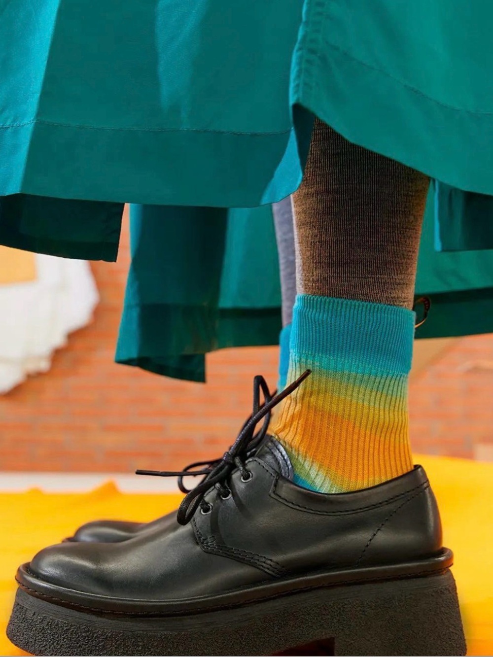 E8 by Miista Chunky Black Leather Lace Up Oxfords